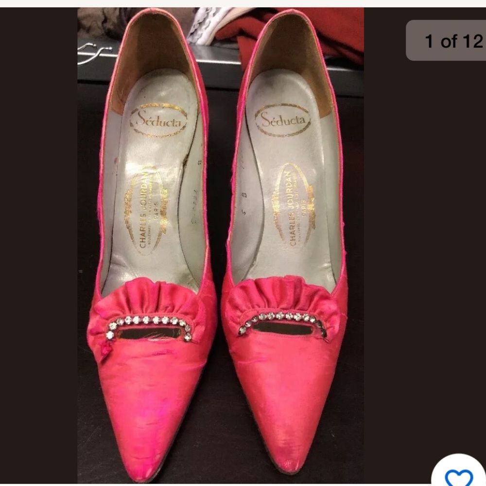 Charles Jourdan Vintage Pink Rhinestone Pumps